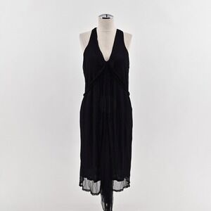 Sharon Wauchob Silk Midi Dress Size 42 Whimsigoth Asymmetrical Black‎ Sleeveless